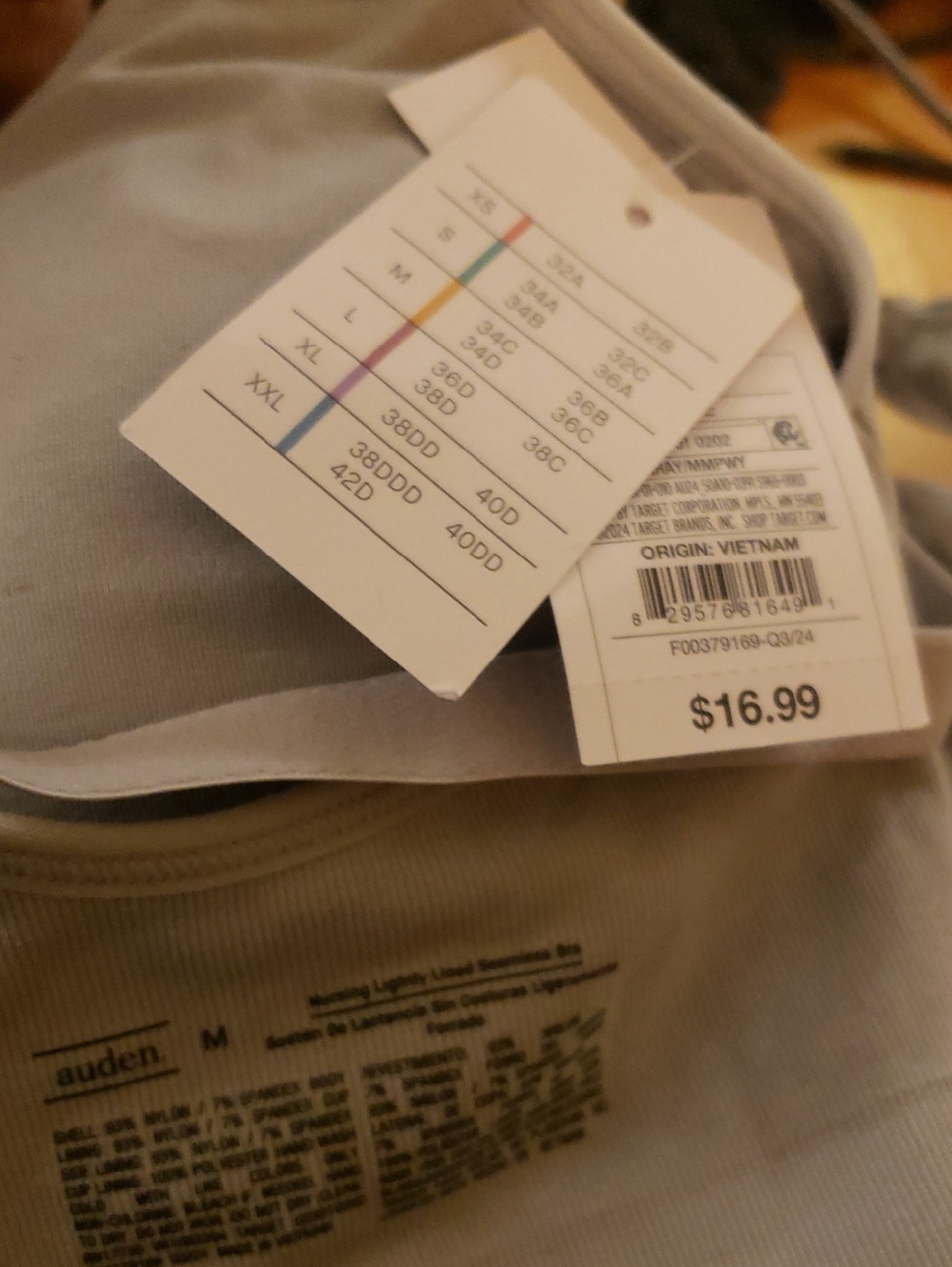 Auden Light Gray Wireless Nursing Bra, Size Medium - Picture 2 of 6